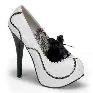 Bordello TEEZE White and Black Patent stiletto